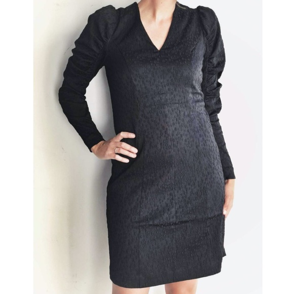 NWT | Levete Room | Black Puff Shoulder fitted Dress | Size M - Picture 4 of 13